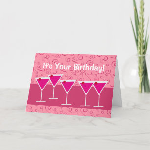 Carte Fun Festive Cocktail Martini verre Anniversaire Bo
