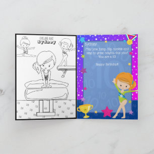 Carte Fun Ginger Girls Gymnastique Page de coloriage Ann