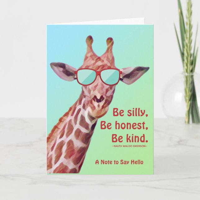 Carte Fun Giraffe Motivational Be Silly Emerson Citation (Devant)