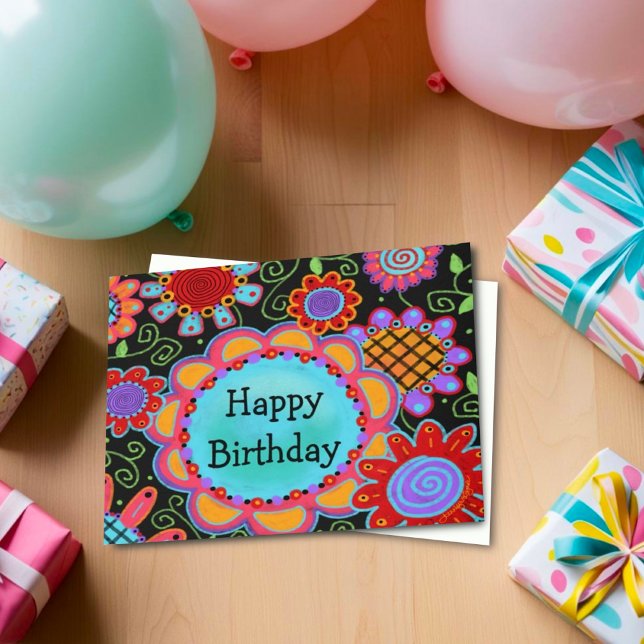 Carte Fun Girl Colorful Happest of Birthdays (Créateur téléchargé)