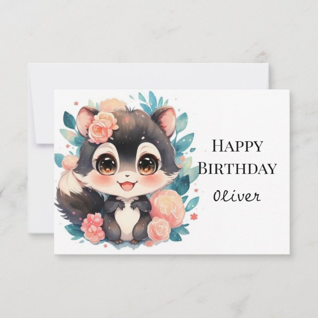 Carte Fun Girl Skunk Anniversaire (Devant)