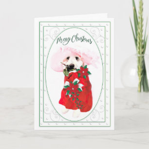 Carte Fun Golden Doodle Chien Noël, Poinsettias