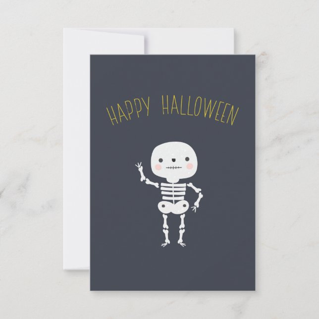 Carte Fun "Happy Halloween" Skeleton personnalisé (Devant)