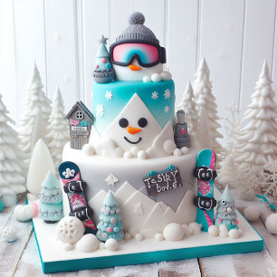 CARTE FUN HIVER SNOWBOARDING THÈME ANNIVERSAIRE DE ENFAN