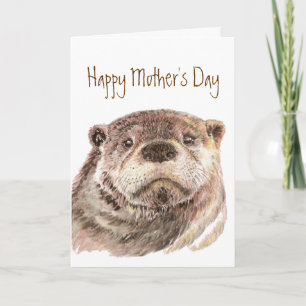 Carte Fun Mother's Day Custom Cute Otter Nature Faune