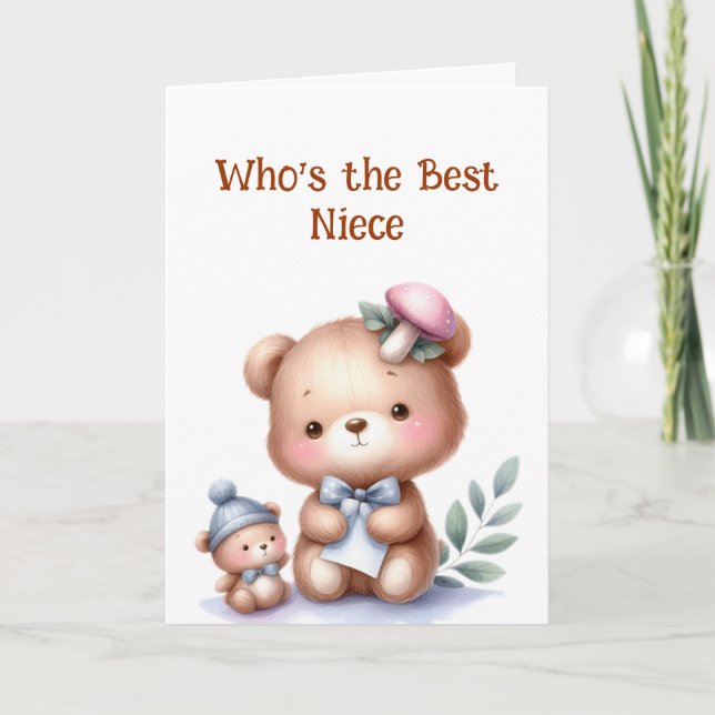 Carte Fun Niece Anniversaire mignonne Teddy Ours (Devant)