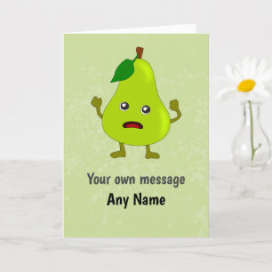 Carte Fun Panicking Pear - Pas de stress Anniversaire / 