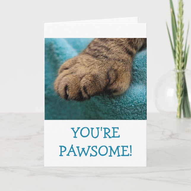 Carte Fun Pawsome Chat Paw Anniversaire (Devant)