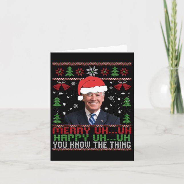 Carte Fun Père Noël Joe Biden Merry Euh Noël laid (Devant)