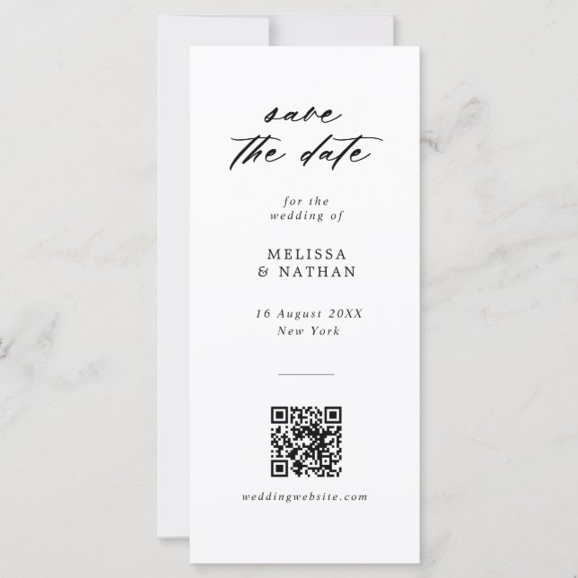 Carte Fun Photobooth Strip QR Code Mariage Enregistrer l (Devant)