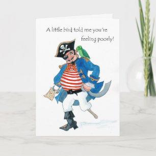 Carte Fun Pirate et Parrot Se tirer bien en blanc