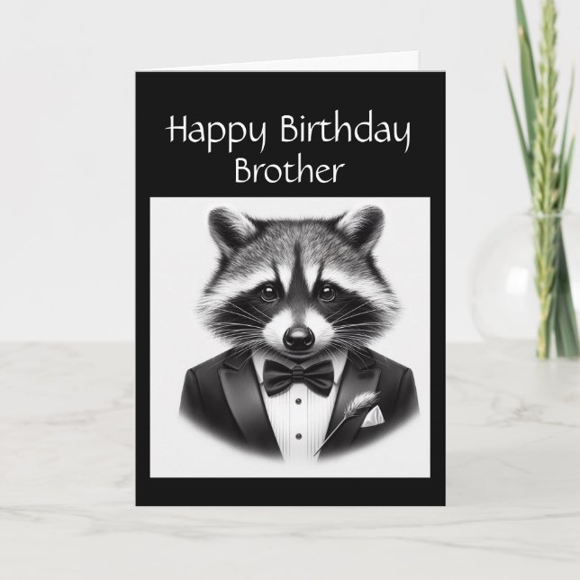 Carte Fun Raccoon Brother un vrai Gentleman Raccoon (Devant)