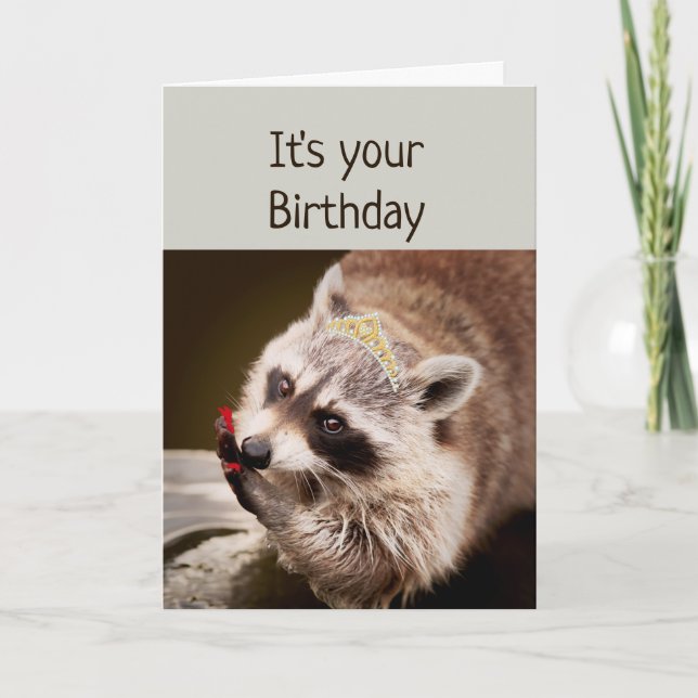 Carte Fun Raccoon Se déguiser ongles fait (Devant)