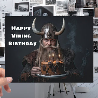 Carte Fun Scandinavian Viking Warrier - Nordique Anniver