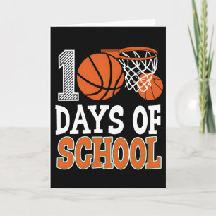 Carte Fun sports basket-ball 100 jours d'école vintage