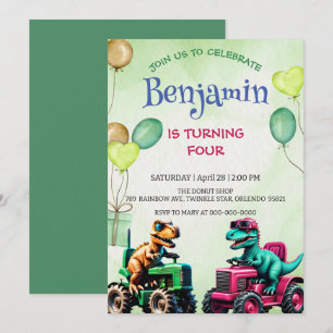 Carte Fun t rex dinosaure tracteur ballon camion ballon 