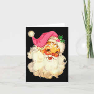 Carte Fun Vintage Pink Santa Claus Design de Noël rose