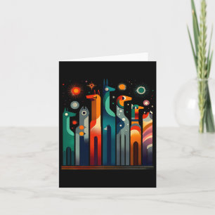 Carte Fun Vintage rétro Milieu du siècle Long Cou Chats 