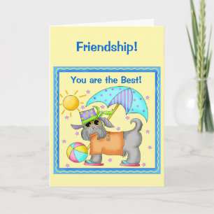 Carte Fun Whimsy Beach Chien Amitié Jaune