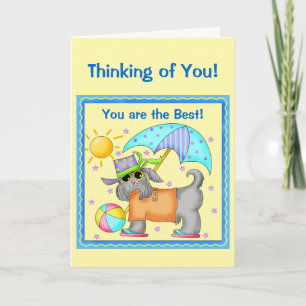 Carte Fun Whimsy Beach Dog Yellow Thinking