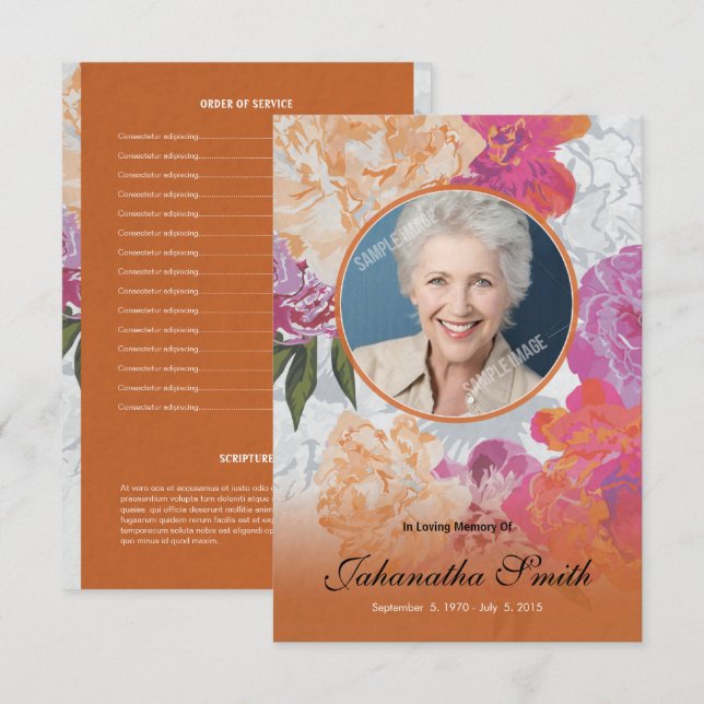 Carte funèbre florale (Devant / Derrière)