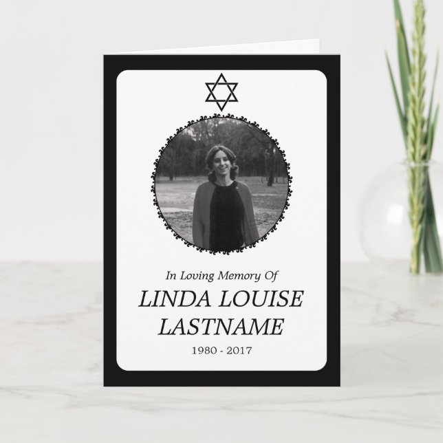 carte funéraire : élégante étoile de david (Devant)