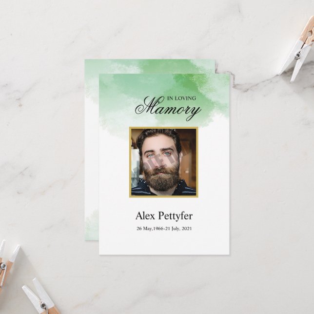 Carte Funeral Prayer Card Template (Devant/Arrière en situation)
