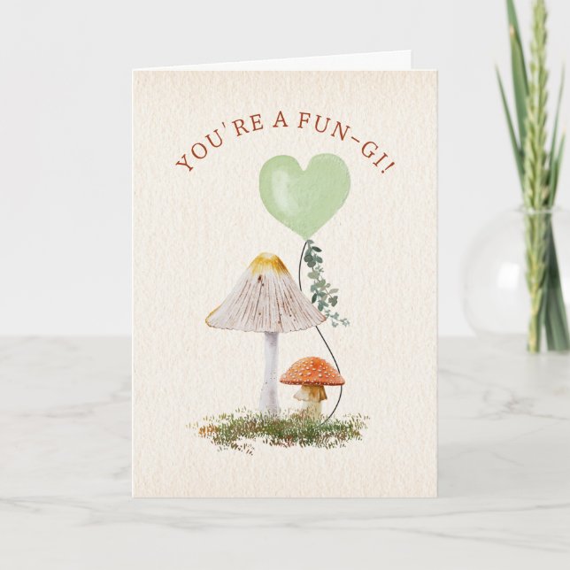Carte Fungi Pun Mushroom Saint-Valentin en classe  (Devant)