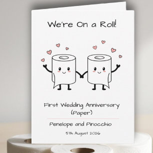 Carte Funky 1st Mariage An Paper Anniversaire, toilette