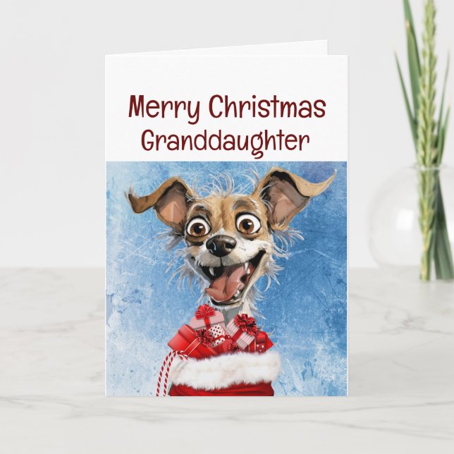 Carte Funky Chien Petite-fille Enfants Noël (Devant)