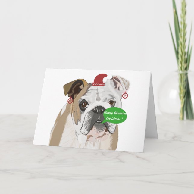 Carte Funky English Bulldog Noël (Devant)