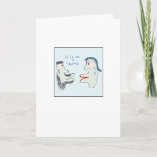 Carte Funky Give Us a Smooch Illustré en train de s'embr