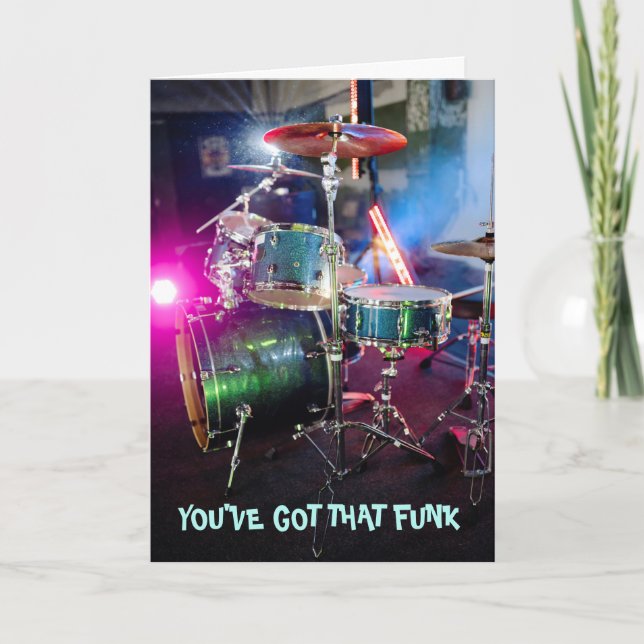 Carte Funky Groove Drummer Se Bien Bientôt (Devant)