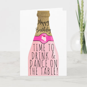 Carte Funky or rose bulle illustration anniversaire