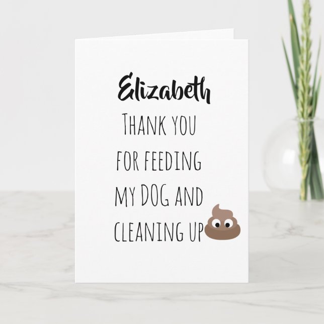 Carte Funky Pet Sitting Card Merci Chien Sitter POOP (Devant)