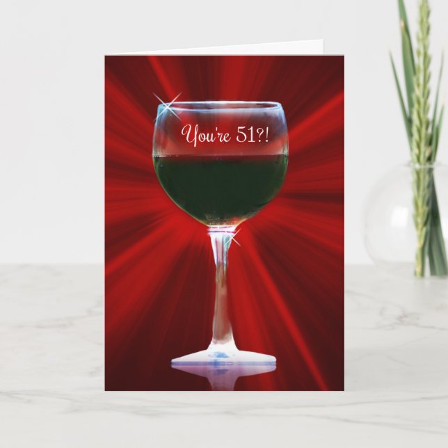 Carte Funny 51ème Vin Thème Joyeux Anniversaire (Devant)