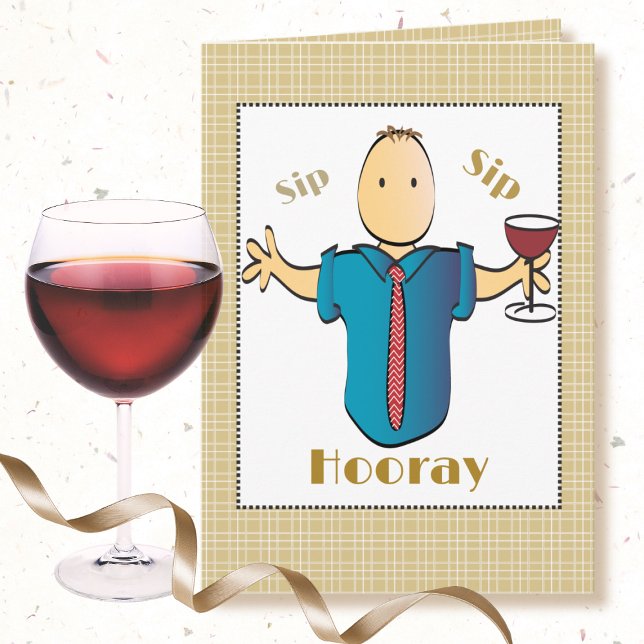 Carte Funny 60th Homme Cartoon Vin Toast Sweet Anniversa (Créateur téléchargé)