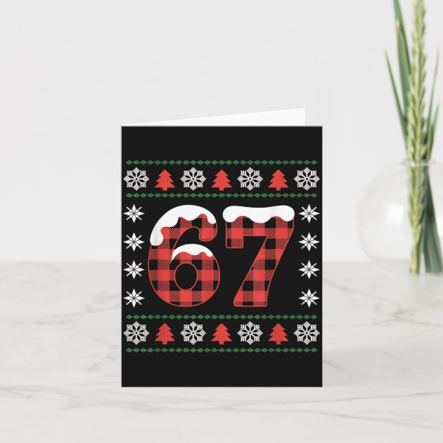 Carte Funny 67 Buffalo Plaid Christmas Snow Ugly Sweater (Devant)