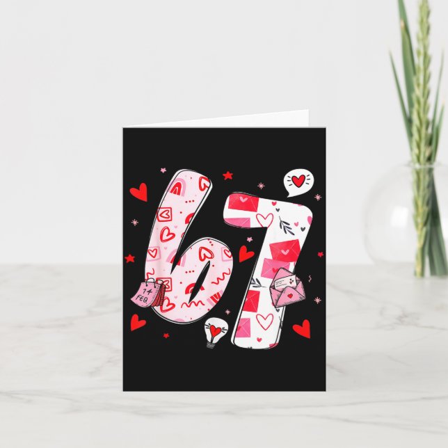 Carte Funny 67 Meme Six Seven 6 7 Valentine Hearts  (Devant)