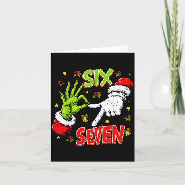 Carte Funny 67 Santa Hand Christmas Six Seven Meme Teens (Devant)