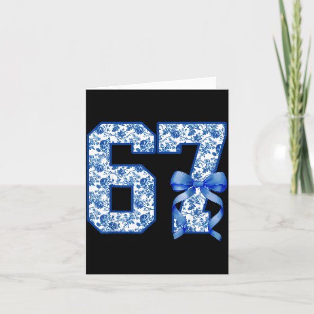 Carte Funny 67 Six Seven Coquette Girly Blue Toile Women (Devant)