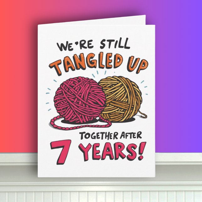 Carte Funny 7e anniversaire de Mariage Laine tourbée (Créateur téléchargé)