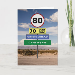 Carte Funny 80th Birthday Humor Road Signs Add Your Name
