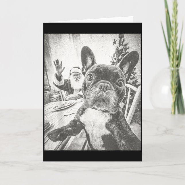 Carte Funny Ai French Bulldog Selfie With Santa Claus Ch (Devant)