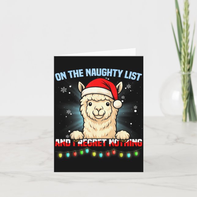Carte Funny Alpaca Christmas Santa Hat Xmas Men Women Ki (Devant)