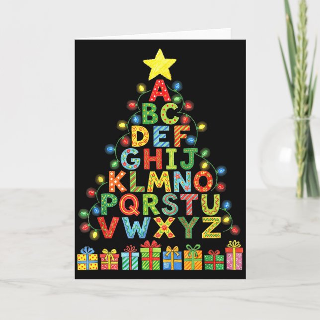 Carte Funny Alphabet Christmas Tree Graphic Abc A-z Teac (Devant)