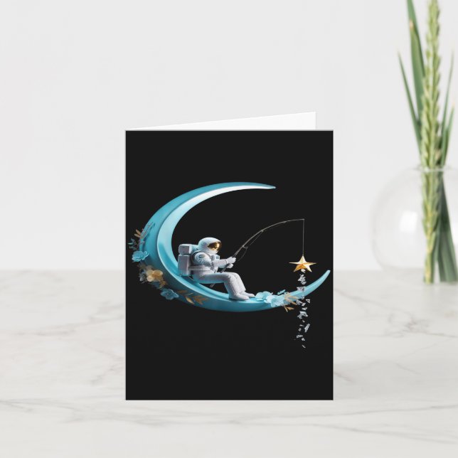 Carte Funny Astronaut Christmas Floral Chinoiserie Space (Devant)