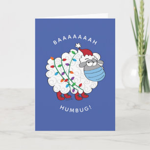 Carte Funny BaahHumbug Sheep avec masque et lumières C