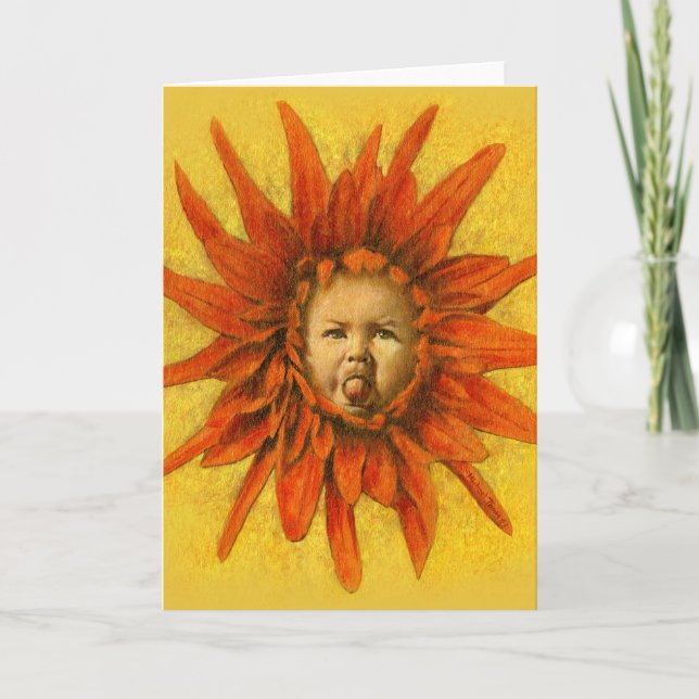 Carte Funny Baby Flower Greming Card (Devant)