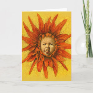 Carte Funny Baby Flower Greming Card